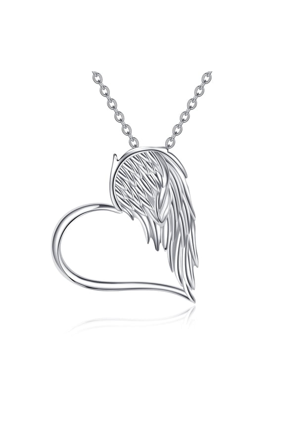 Angel Wings Necklace 925 Sterling Silver Angel Wing Heart Pendant Necklace Angel Wing Jewelry Gifts for Women