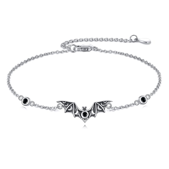 JUSORA Bat Bracelet 925 Sterling Silver Bat Jewelry Goth Bracelet Gift For Women