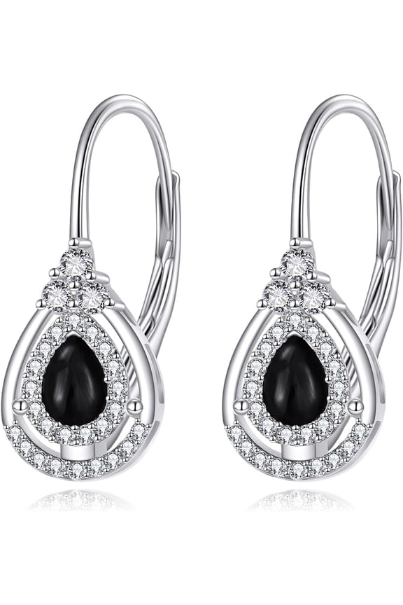 Black Onyx Earrings 925 Sterling Silver Black Onyx Teardrop Earrings Black Onyx Jewelry for Women