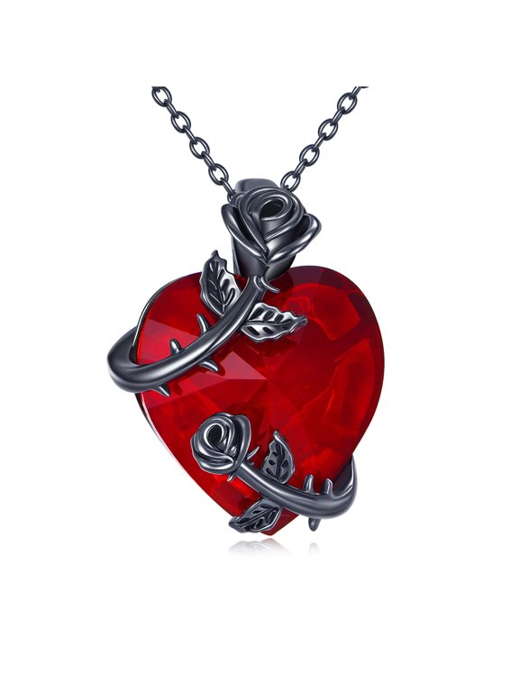 Black Rose Gothic Necklace 925 Sterling Silver Black Gothic Jewelry Gifts for Women