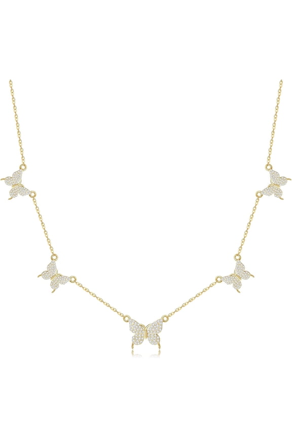 Butterfly Necklace 925 Sterling Silver Butterfly Choker Necklace Butterfly Jewelry Gifts for Women