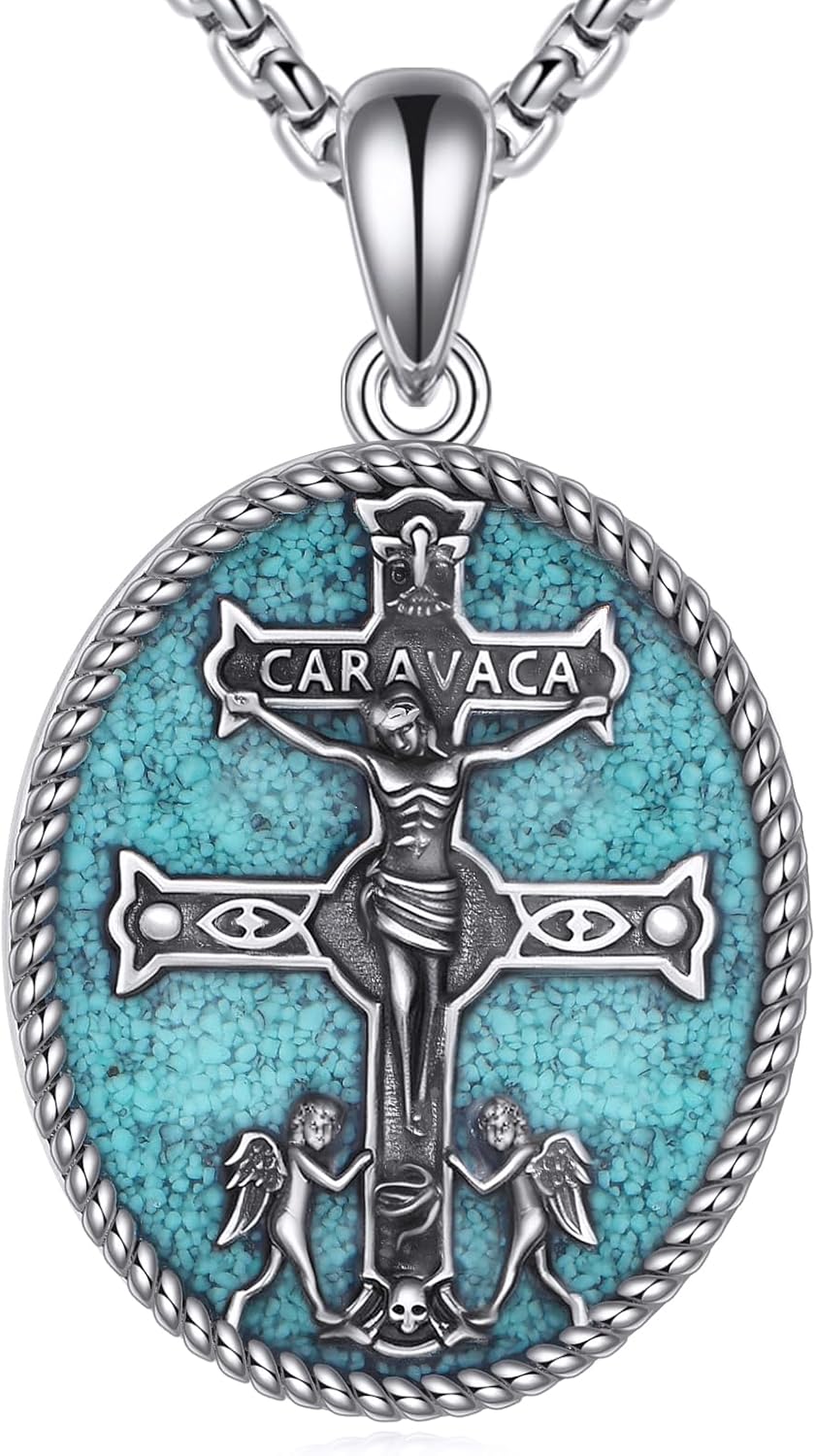 PROESS Caravaca Cross Necklace 925 Sterling Silver St Benedict Crucifix