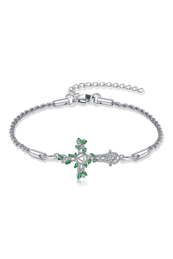 Celtic Knot Cross Bracelet 925 Sterling Silver Cross Bracelet Tree of Life Celtic Jewelry Gifts for Women Men