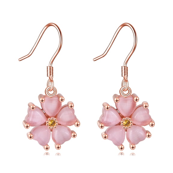 JUSORA Cherry Blossom Earrings 925 Sterling Silver Cherry Blossom Flower Dangle Earrings Jewelry Anniversary Birthday Gifts for Women