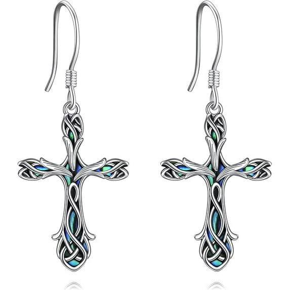 JUSORA Cross Earrings 925 Sterling Silver Dangle Earring Gifts for Women