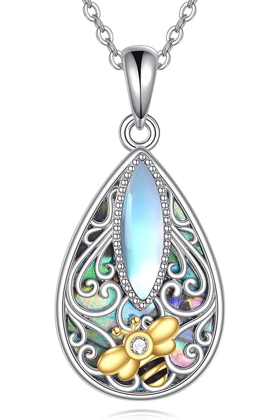 Filigree Moonstone Necklace 925 Sterling Silver Bohemian Irish Celtic Necklace Abalone Shell Filigree Jewelry Gifts For Women