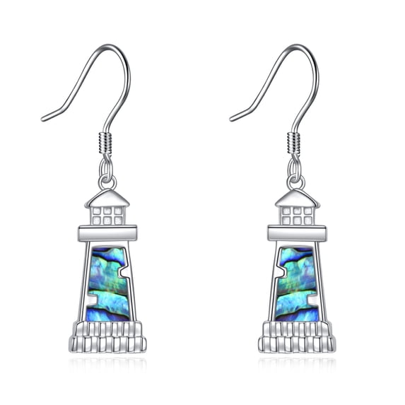 ONEFINITY Sterling Silver Lighthouse Necklace With Abalone Shell - 18+2 Inch Chain, Hypoallergenic Jewelry Gift For Women