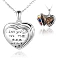 thumbnail image 1 of JUSORA Locket Necklace Sterling Sliver I Love You to The Moon and Back Locket Pendant Butterfly/Sunflower/Lotus/4 Photo Locket/Tree of life/Giraffe Gift for Women Men, 1 of 10