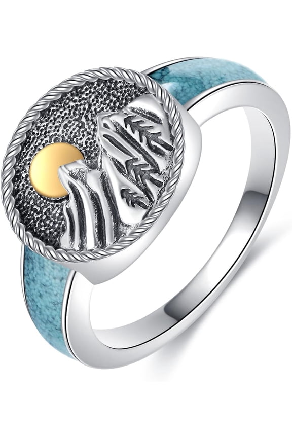 Mountain Signet Rng 925 Sterling Silver Mountain Signet Rng Religious Amulet Signet Ring Jewelry Gifts for Men Women
