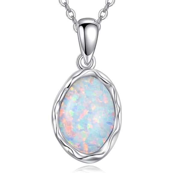 JUSORA Opal Necklace 925 Sterling Silver Opal Pendant Necklaces for Women Annicersary Birthday Jewelry Gifts for Women