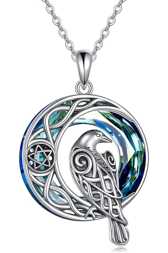 Raven/Wolf/Dog/Hummingbird/Dragon Necklace Sterling Silver Celtic Knot Irish Lucky Pendant Necklace Jewelry Gifts for Women