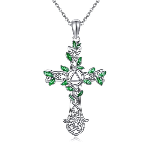 JUSORA Religious Cross Pendant Necklace 925 Sterling Silver Celtic Knot Cross Pendant Gifts for Women Men Jewelry