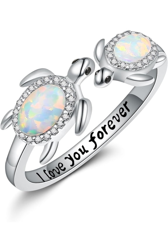 Shark/Sea Turtle Ring 925 Sterling Silver Adjustable Hammerhead Shark/Sea Turtle Ring Ocean Animals Jewelry Gift For Women