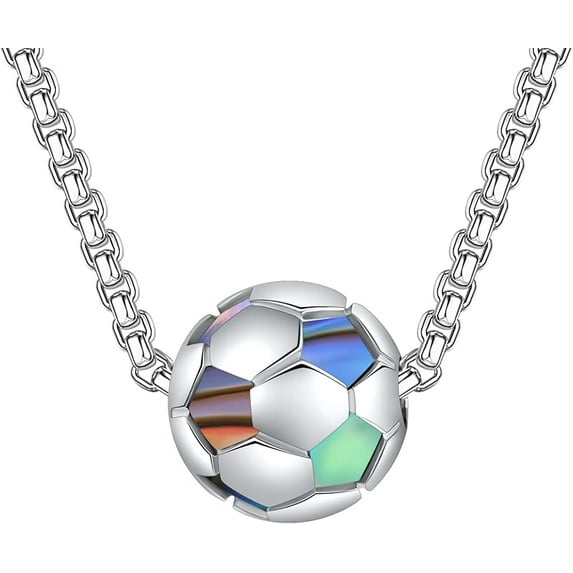 JUSORA Soccer Necklace 925 Sterling Silver Soccer Ball Pendant Soccer Fan Jewelry Gift for Men Women