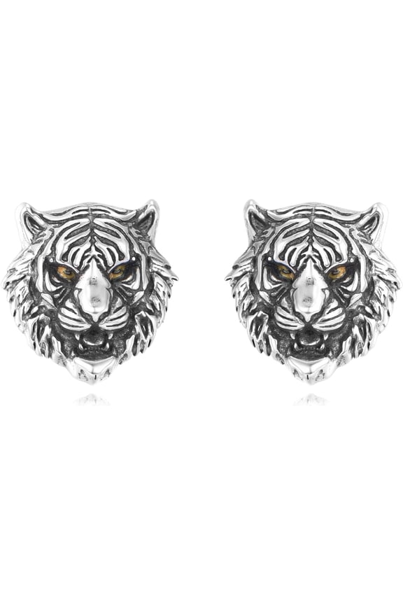 Tiger Earrings 925 Sterling Silver Tiger Stud Earrings Tiger Jewelry Gifts for Women