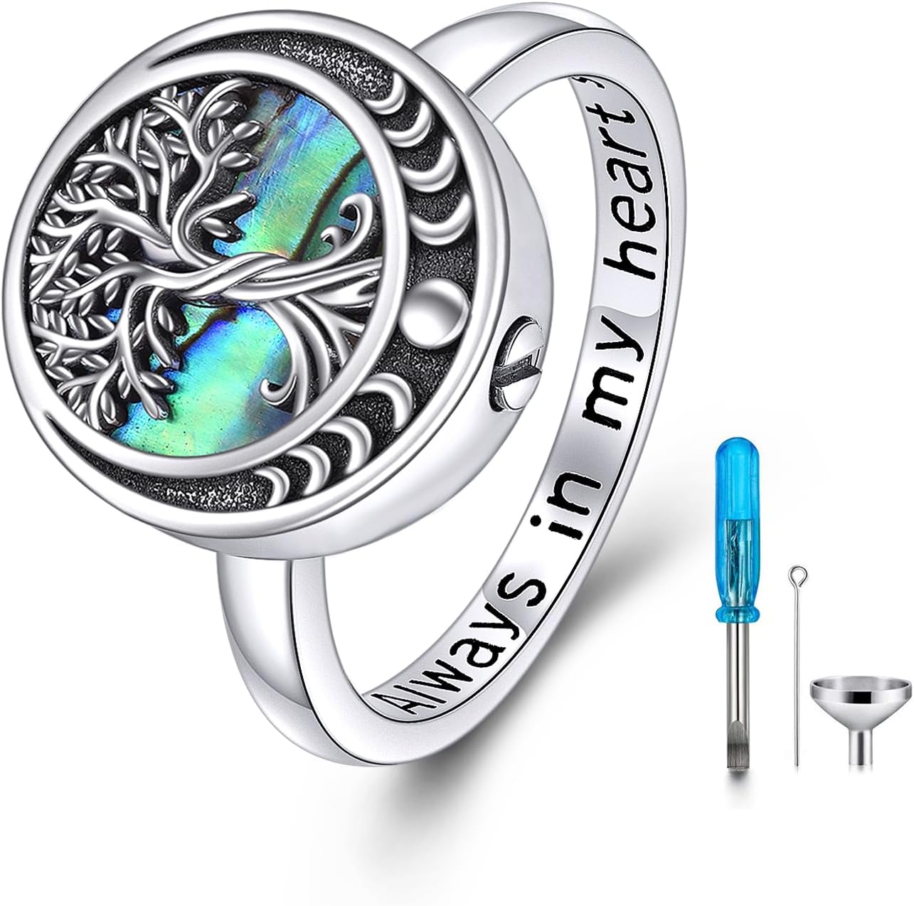 JUSORA Tree of Life Urn Ring for Ashes 925 Sterling Silver Celtic Knot ...