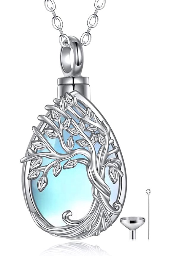 Tree of Life Urn Necklaces for Ashes 925 Sterling Silver Tree of Life Crystal Cremation Jewelry for Ashes Memory Jewelry for Women Men
