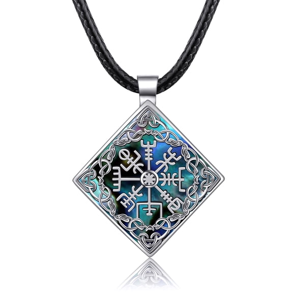 JUSORA Viking Necklace for Men Sterling Silver Compass Vegvisir Pendant Norse Viking Jewelry Gifts for Men
