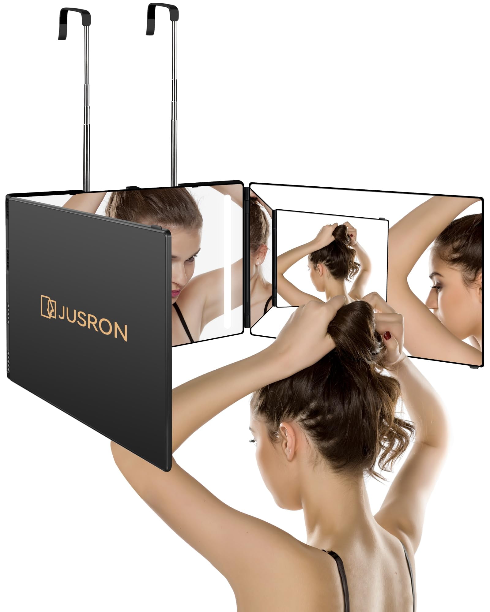 JUSRON 360 Viewing Angle MGF3 Self Hair Cutting Mirror, Clear AntiFog