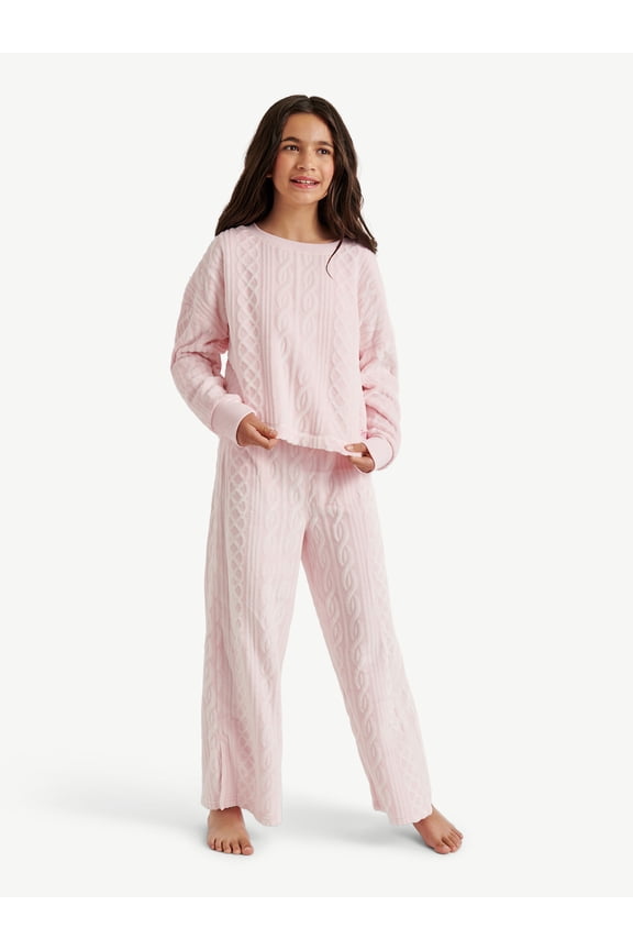 Girls Long Sleeve Sleep Top and Flared Sleep Pants, 2-Piece, Sizes 4-18