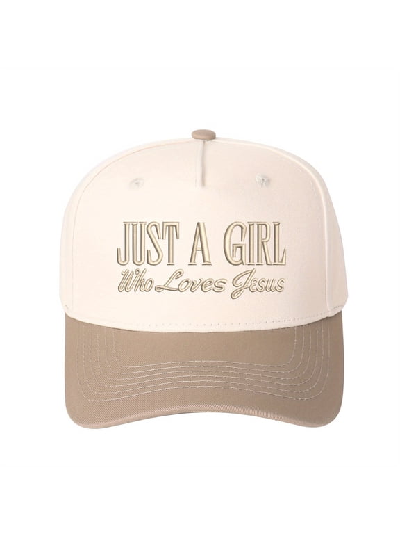 JUST A GIRL Who Loves Jesus Embroidered Trucker Hat - Floral Cross Design, Women's Fashion Christian Cap