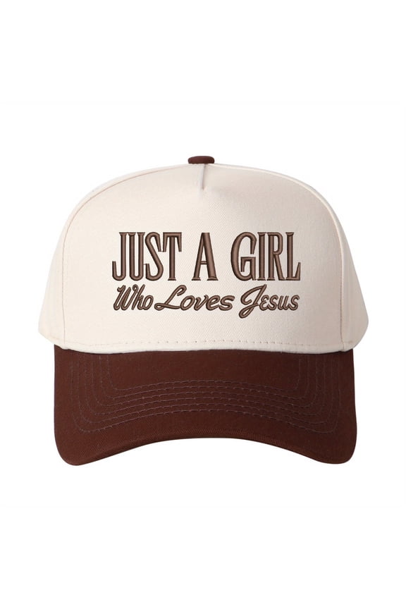 JUST A GIRL Who Loves Jesus Embroidered Trucker Hat - Floral Cross Design, Women's Fashion Christian Cap