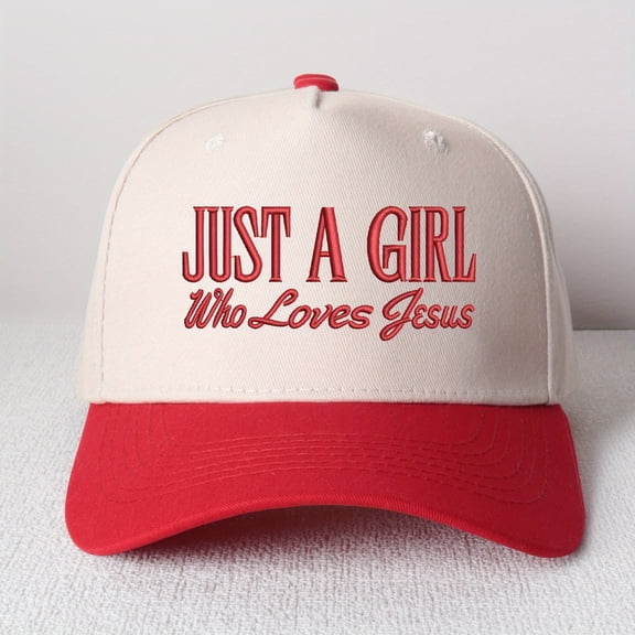 JUST A GIRL Who Loves Jesus Embroidered Trucker Hat - Floral Cross Design, Women's Fashion Christian Cap