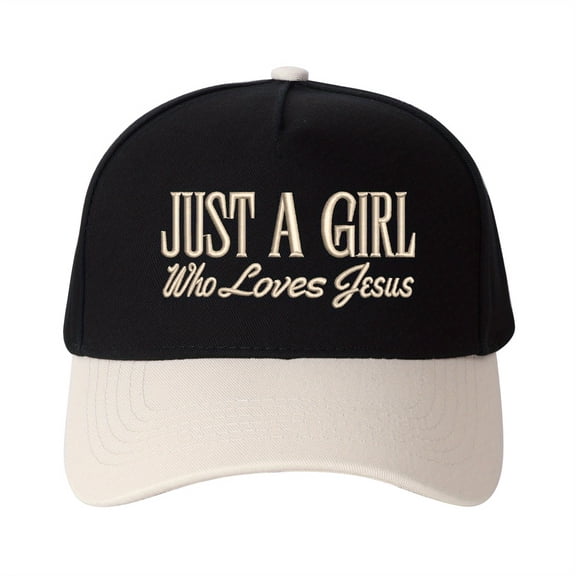 JUST A GIRL Who Loves Jesus Embroidered Trucker Hat - Floral Cross Design, Women's Fashion Christian Cap