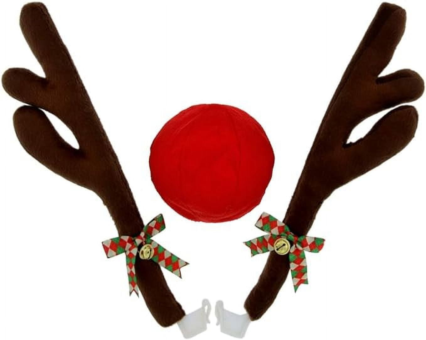 JUST BRIGHT Reindeer Antlers and Nose Rudolph Car Kit Easy to Install