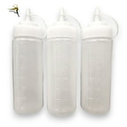 JUST-BUY Condiments Ketchup Mustard Mayo Clear Squeeze Bottles with Leak Proof Cap - 12 oz BPA Free