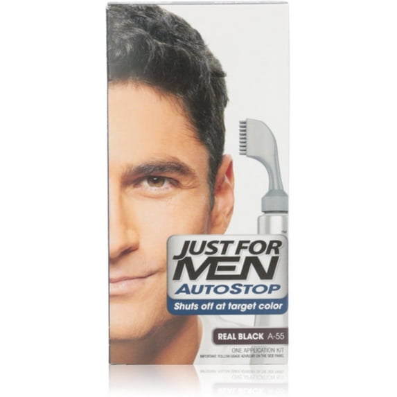 JUST FOR MEN AutoStop Haircolor, Real Black A-55 1 Each (Pack of 2)
