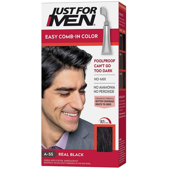 JUST FOR MEN AutoStop Haircolor, Real Black A-55 1 ea (Pack of 3)
