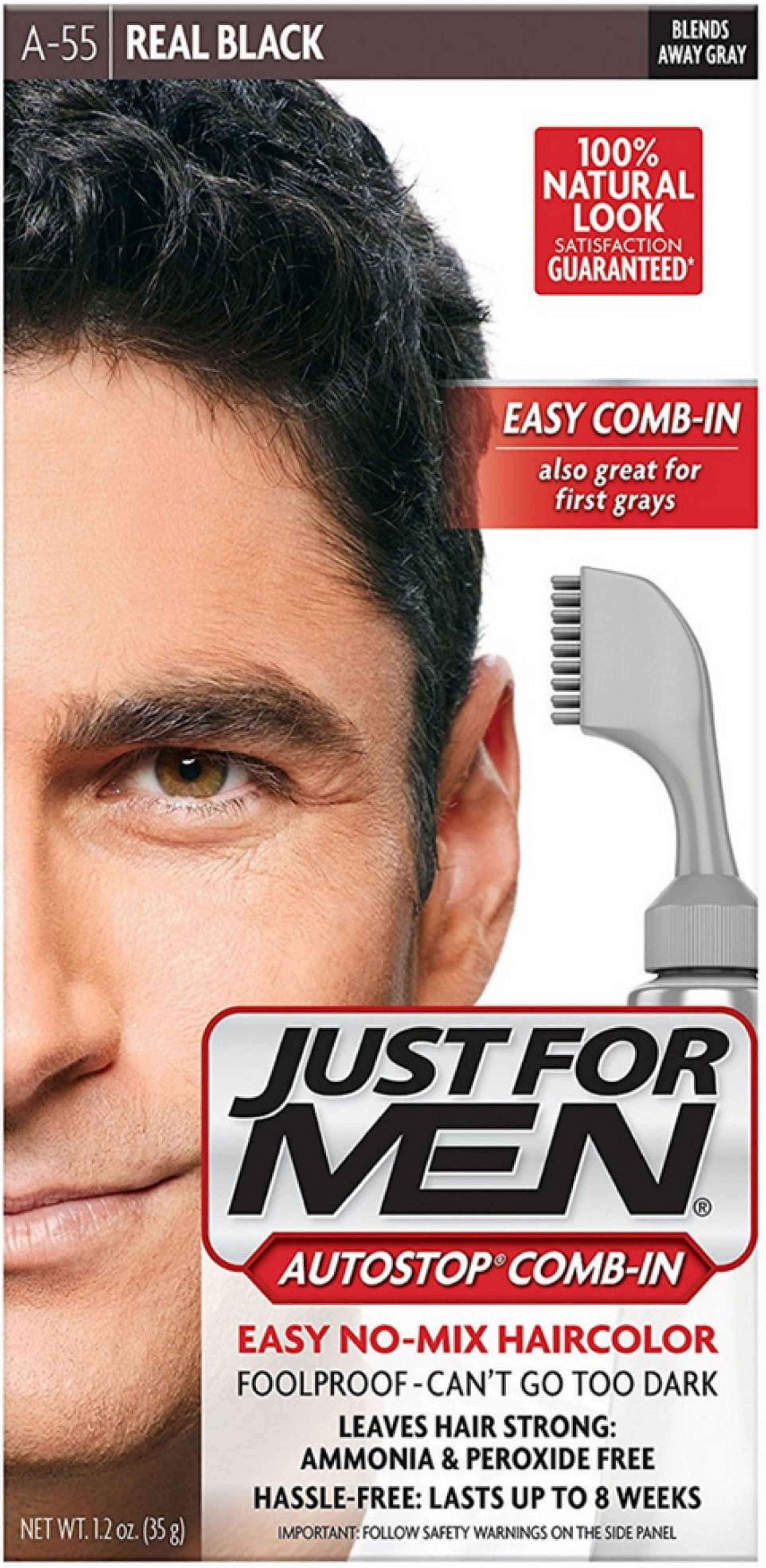 JUST FOR MEN AutoStop Haircolor, Real Black A-55 1 ea - Walmart.com