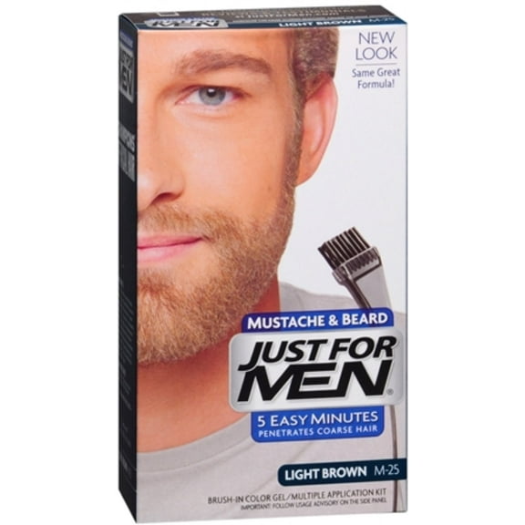 JUST FOR MEN Brush-In Color Gel, Mustache & Beard M-25 Light Brown 1 Each (Pack of 2)