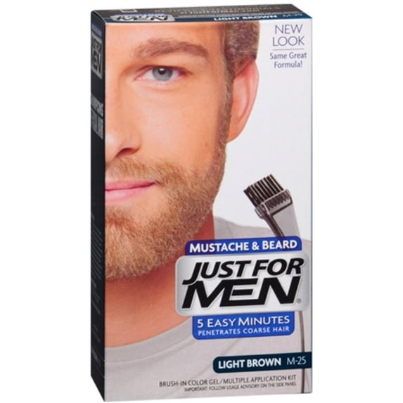 JUST FOR MEN Brush-In Color Gel, Mustache & Beard M-25 Light Brown 1 Each (Pack of 6)