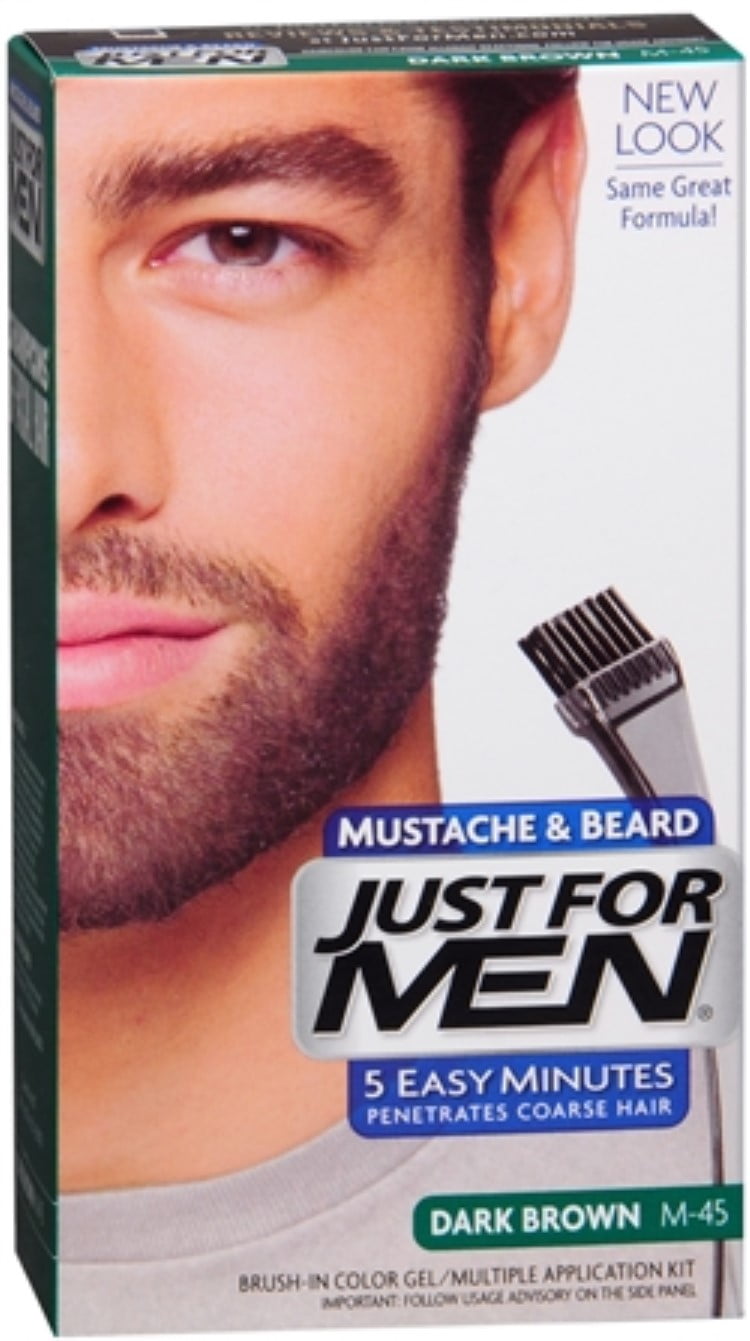 JUST FOR MEN Color Gel Mustache & Beard M-45, Dark Brown 1 Each (Pack of 4)