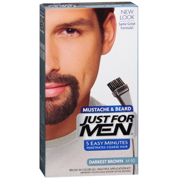 JUST FOR MEN Color Gel Mustache & Beard, M-50 Darkest Brown 1 ea (Pack of 4)