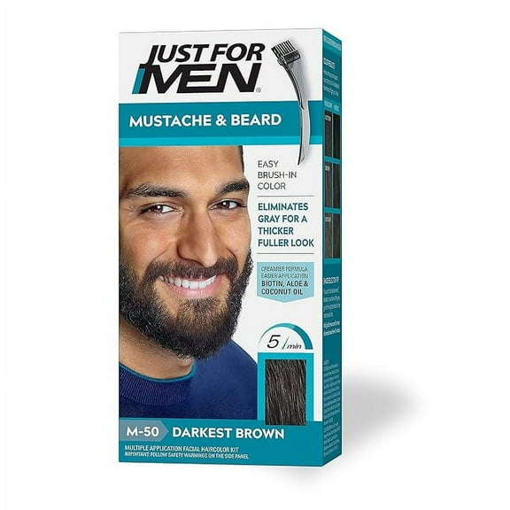 JUST FOR MEN Color Gel Mustache & Beard, M-50 Darkest Brown 1 ea