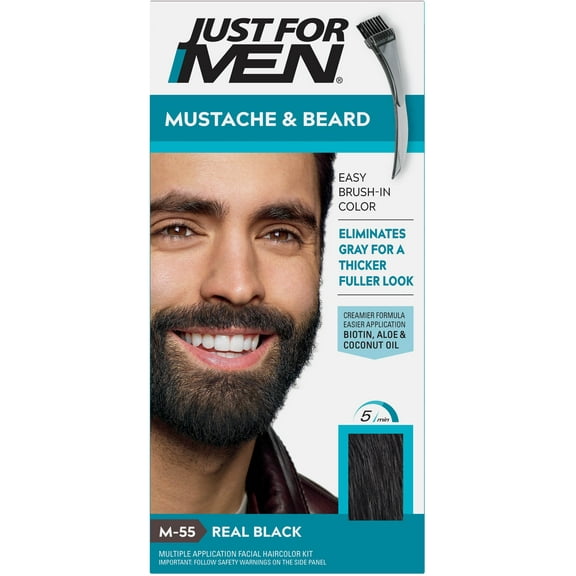 JUST FOR MEN Color Gel Mustache & Beard M-55 Real Black 1 Each (Pack of 3)