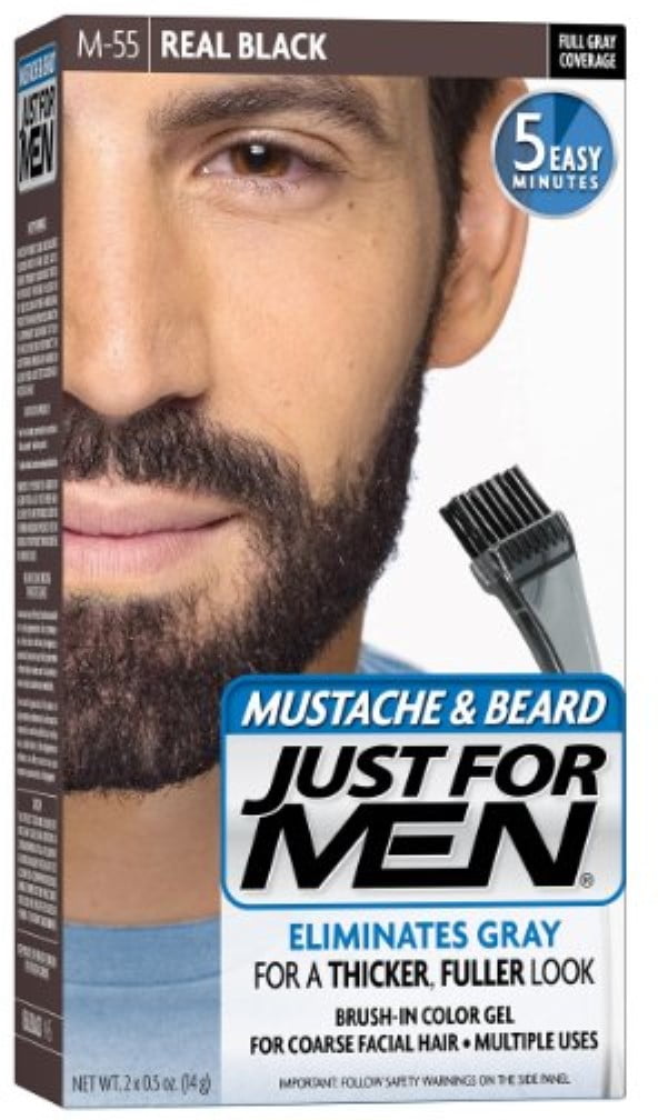 JUST FOR MEN Color Gel Mustache & Beard M-55 Real Black 1 Each (Pack of 4)