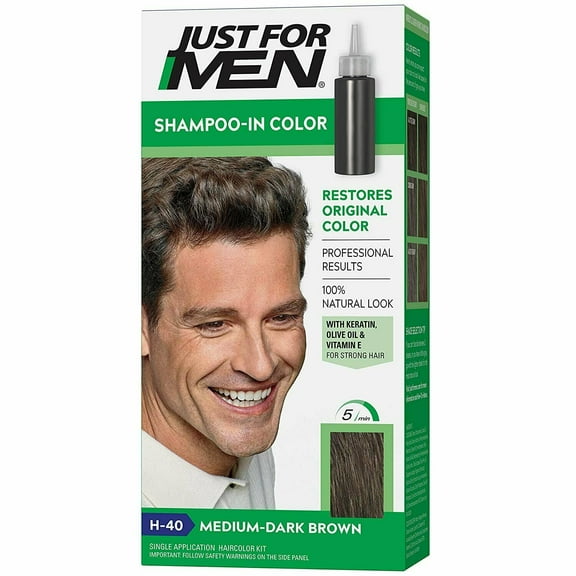 JUST FOR MEN Hair Color H-40 Medium Dark-Brown, 1 Ct, 2 Pack