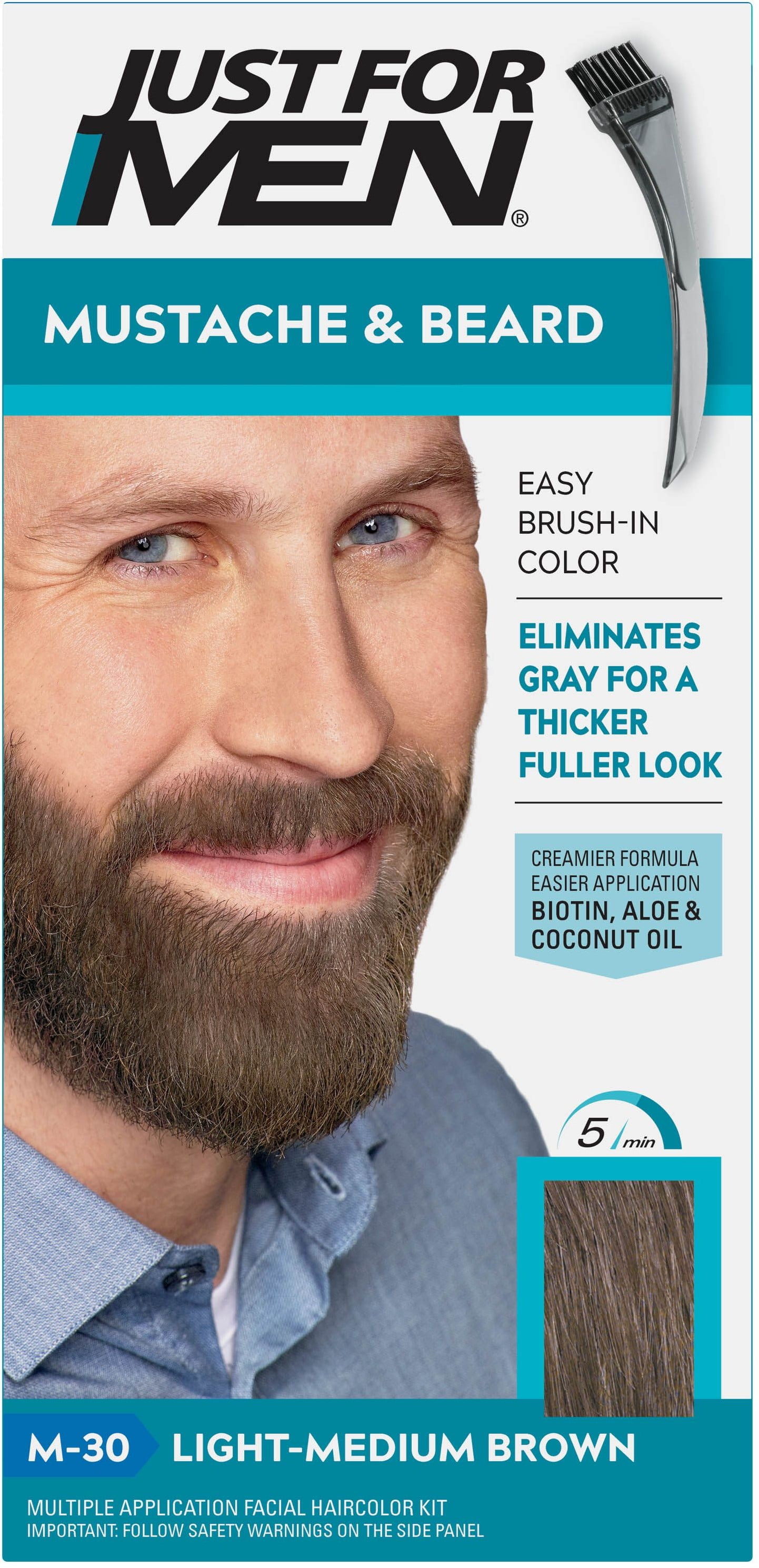 JUST FOR MEN Light Brown Hair Coloring Beard Color Kit, 1 ea (Pack of 2)