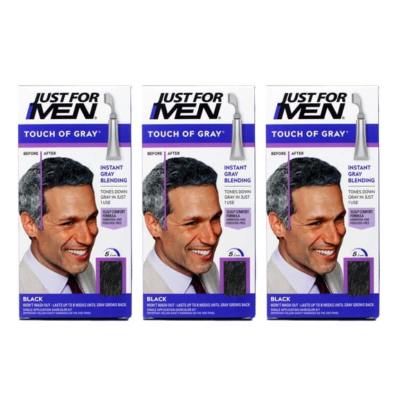 JUST FOR MEN Touch of Gray Black T-55 Hair Color 1.4 oz 3 Pack