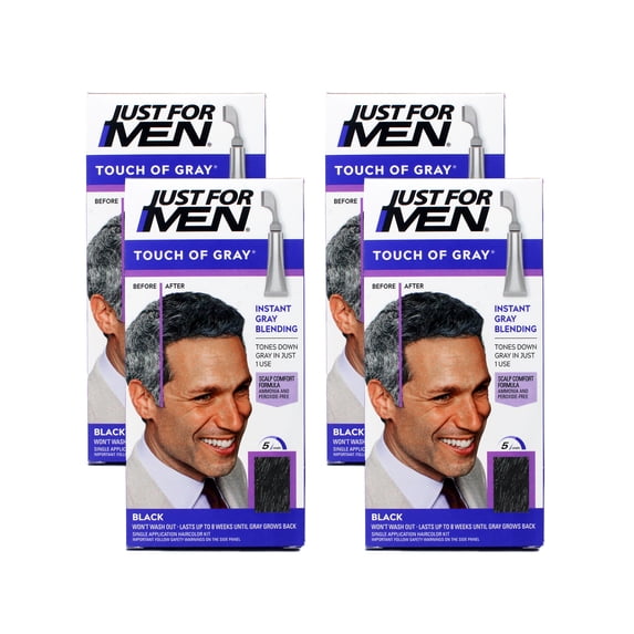 JUST FOR MEN Touch of Gray Black T-55 Hair Color 1.4 oz 4 Pack
