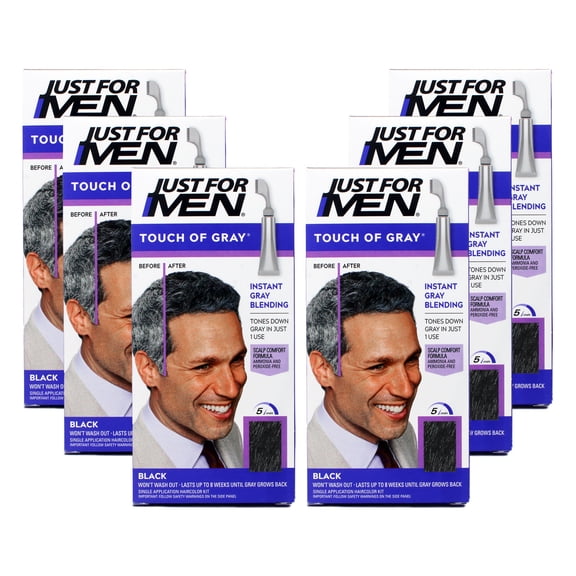 JUST FOR MEN Touch of Gray Black T-55 Hair Color 1.4 oz 6 Pack