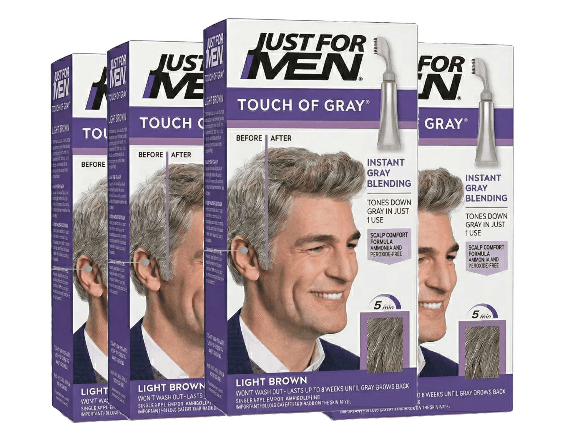 Just For Men Touch of Gray Hair Treatment, T-25 Light Brown, 4pk