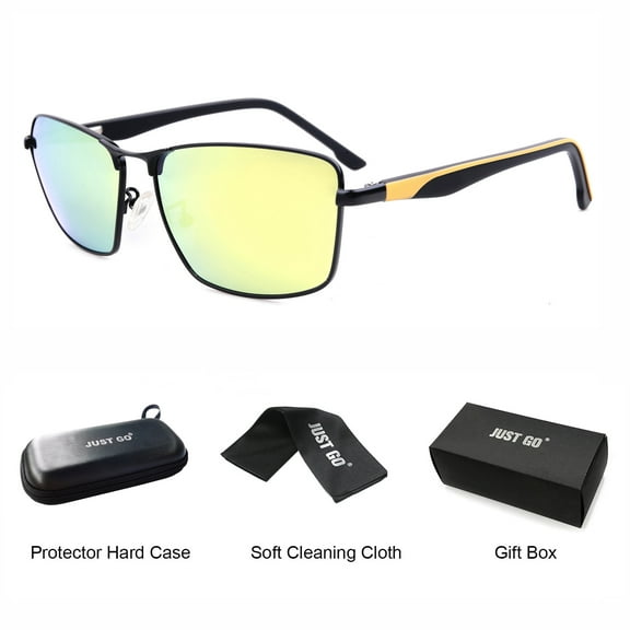 JUST GO Metal Sport Polarized Lens Sunglasses with Spring Hinge 100% UV Protection for Man and Women, Gunmetal, Grey
