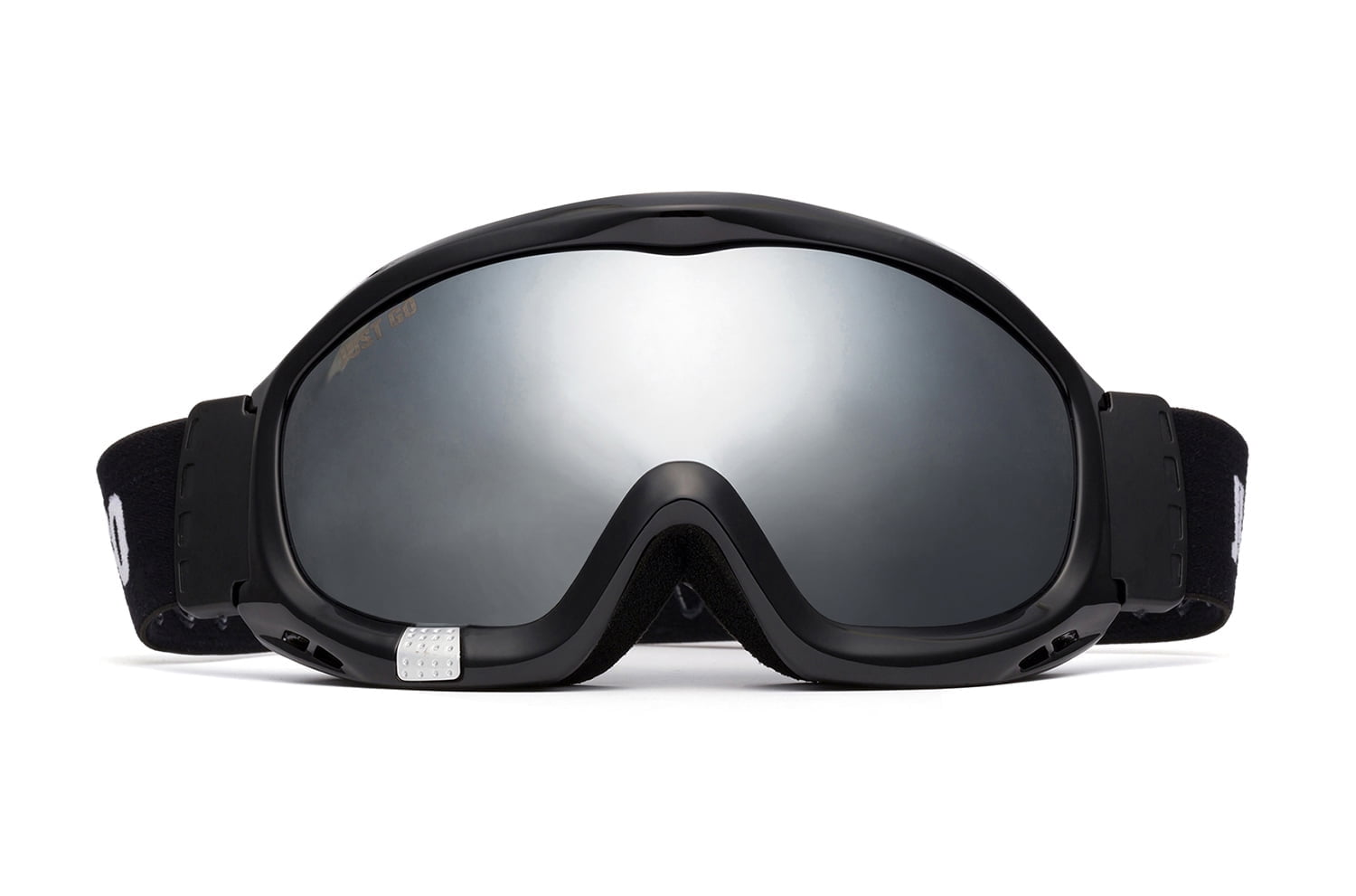 JUST GO Ski Goggles for Skiing Motorcycling and Winter Sports Dual-Layer Anti-Fog 100% UV Protection lens Snowboard Goggles fit Men, Women and Youth, Black Frame/ Silver Lens (VTL 12.8%)