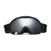 JUST GO Ski Goggles for Skiing Motorcycling and Winter Sports Dual-Layer Anti-Fog 100% UV Protection lens Snowboard Goggles fit Men, Women and Youth, Black Frame/ Silver Lens (VTL 12.8%)