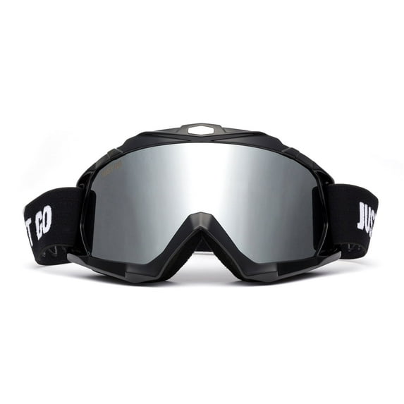 JUST GO Ski Goggles for Skiing Motorcycling and Winter Sports Dual-Layer Anti-Fog 100% UV Protection lens Snowboard Goggles fit Men, Women and Youth, Black Frame/ Silver Lens (VLT 12.5%)